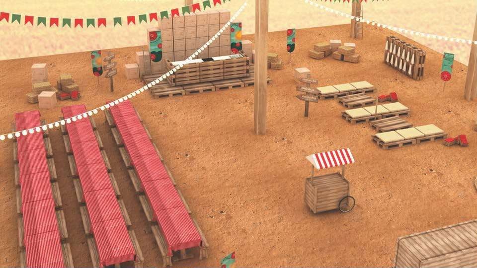 Arraial do Tomate seating and bunting
