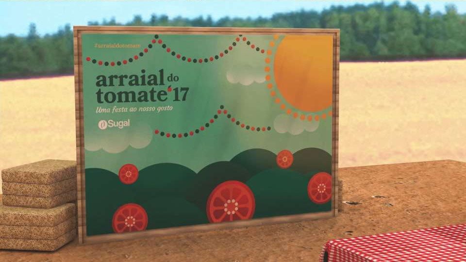 Arraial do Tomate entrance banner on site