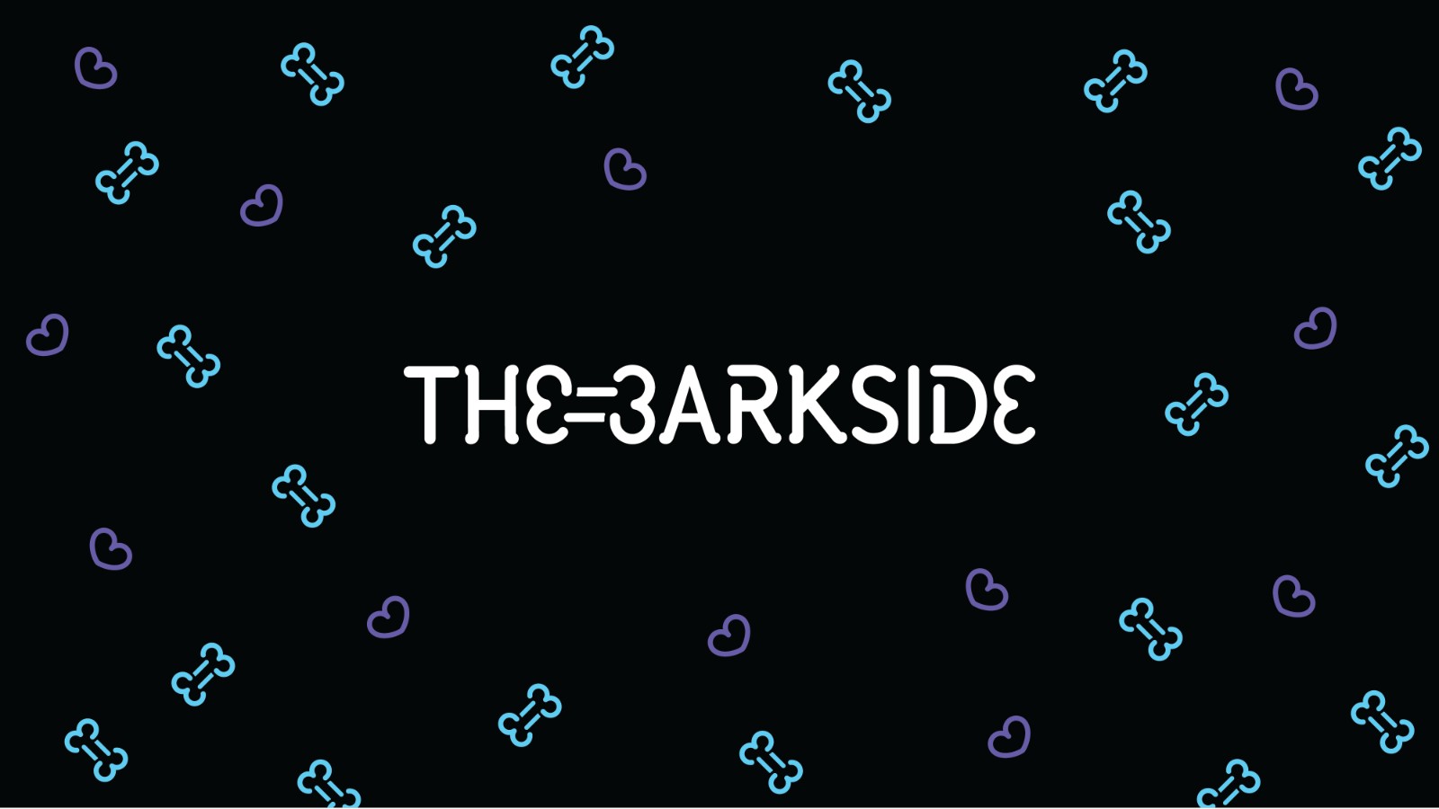 The Barkside wordmark on the bone and heart pattern