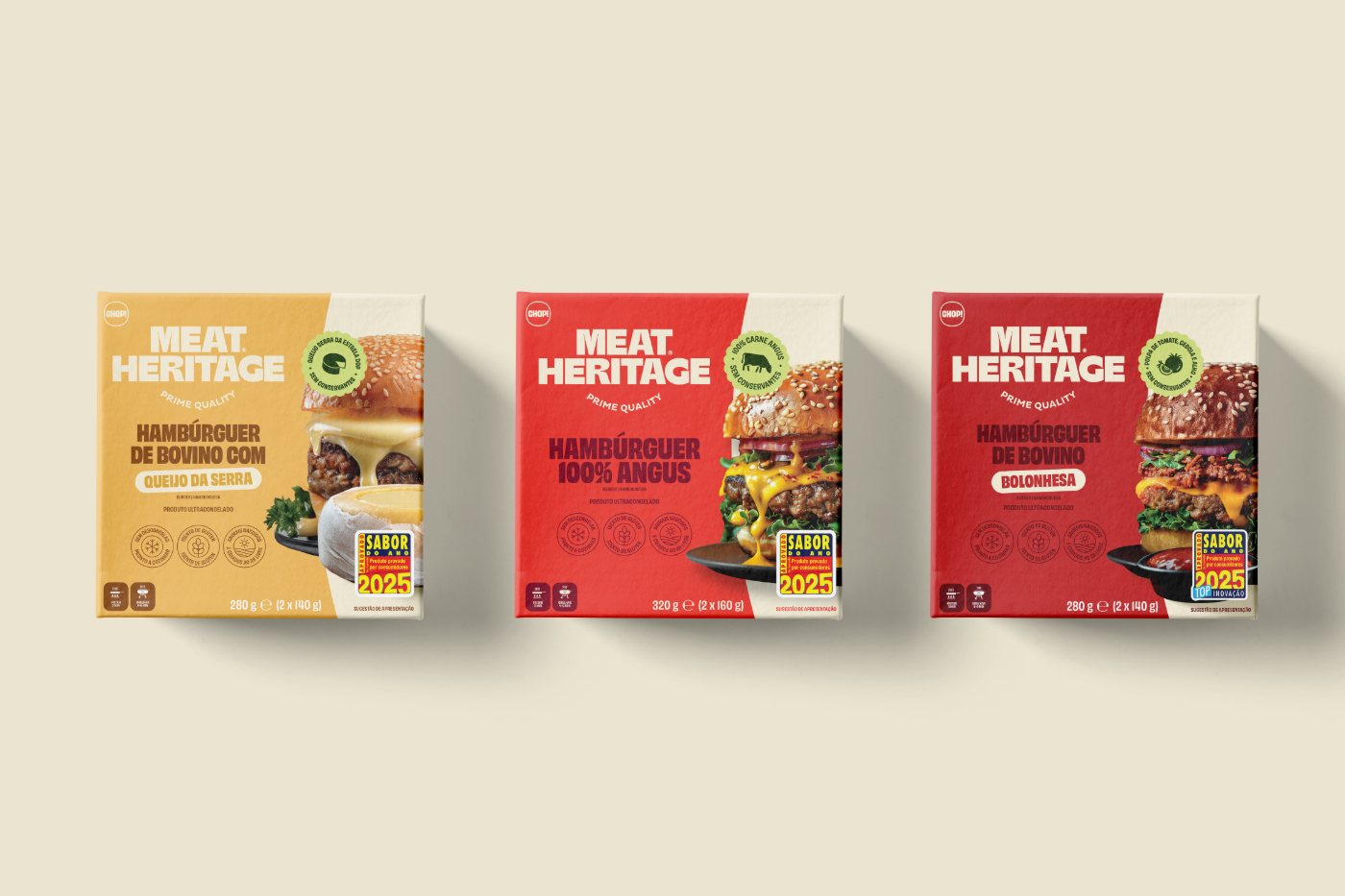 Burger cartons, three variants