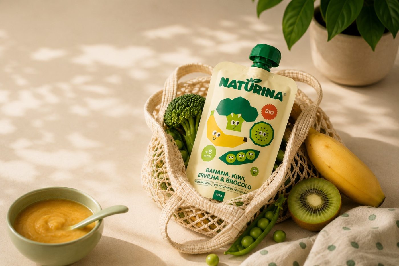 Naturina pouch styled with its ingredients
