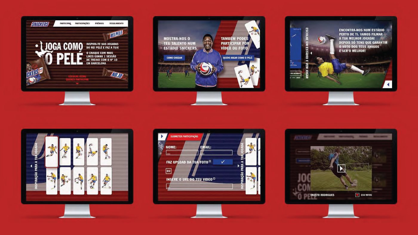 Six screens of the campaign site: entry routes, inspiration, submission and voting